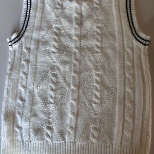 RSQ White Cable Knit V-Neck Sweater Vest